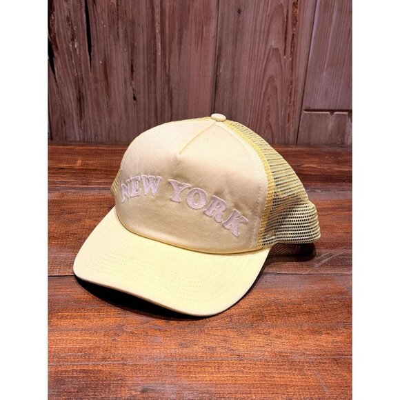 HUF New York Yellow Mesh Trucker Snapback Hat Unisex Adjustable Embroidered Cust - Picture 1 of 4
